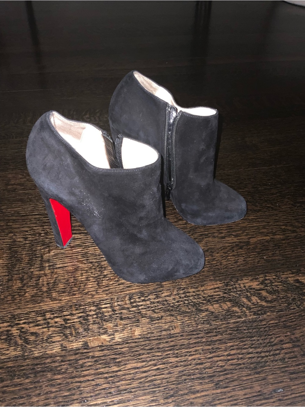Black Suede High-Heel Ankle Booties - Women's - Picture 2 of 5